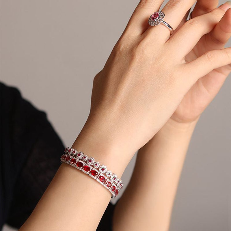 Bracelet rubis en or 14 carats tournesol MW907